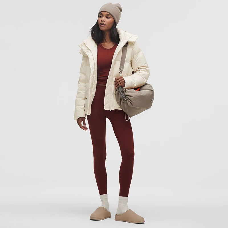 Lululemon SoftMatte Cropped Goose Down Puffer Jacket with Detachable Hood