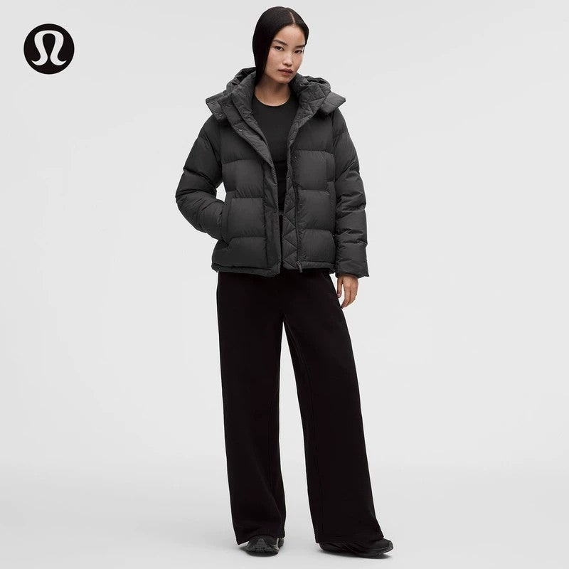 Lululemon SoftMatte Cropped Goose Down Puffer Jacket with Detachable Hood