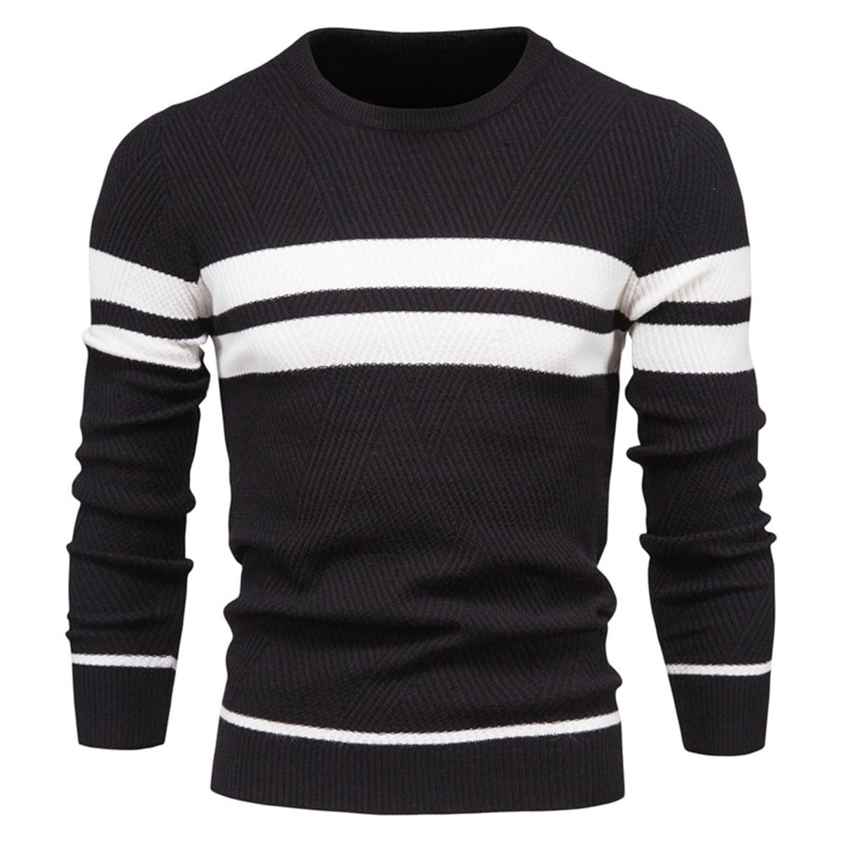 Men's Crew Neck Pullover Striped Sweater