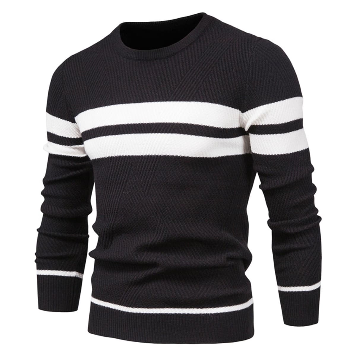 Men's Crew Neck Pullover Striped Sweater