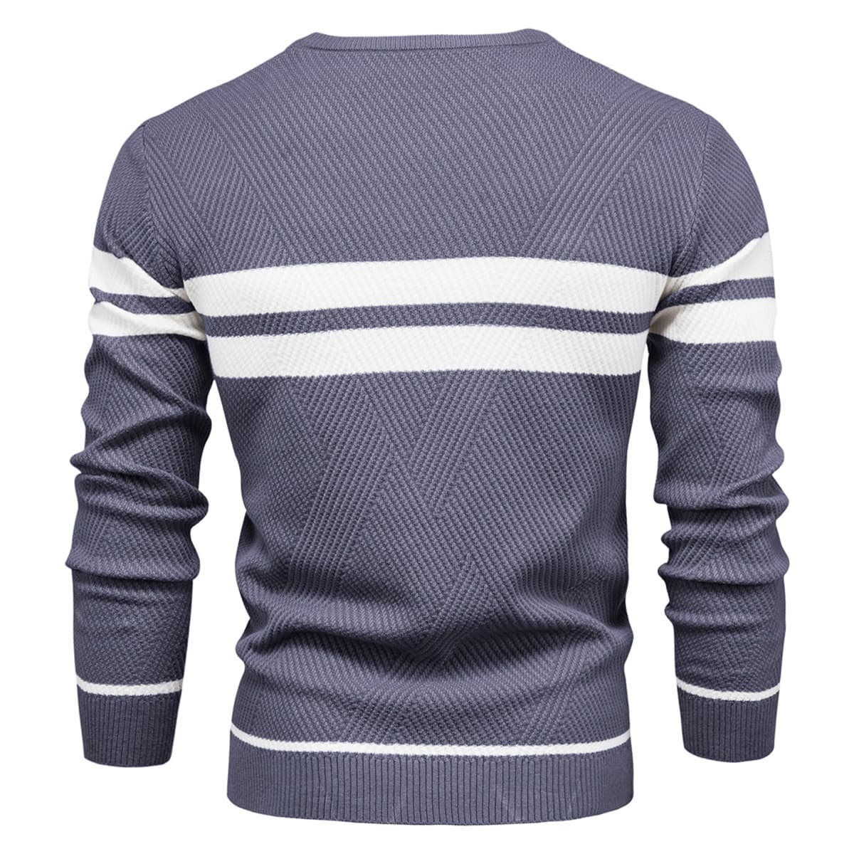 Men's Crew Neck Pullover Striped Sweater