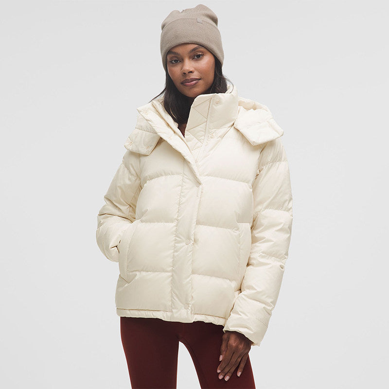 Lululemon SoftMatte Cropped Goose Down Puffer Jacket with Detachable Hood