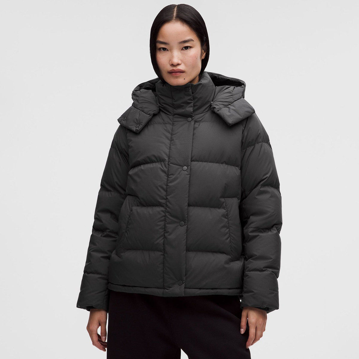 Lululemon SoftMatte Cropped Goose Down Puffer Jacket with Detachable Hood