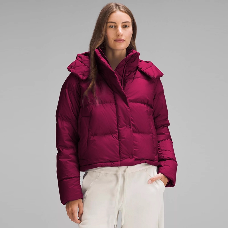 Lululemon SoftMatte Cropped Goose Down Puffer Jacket with Detachable Hood