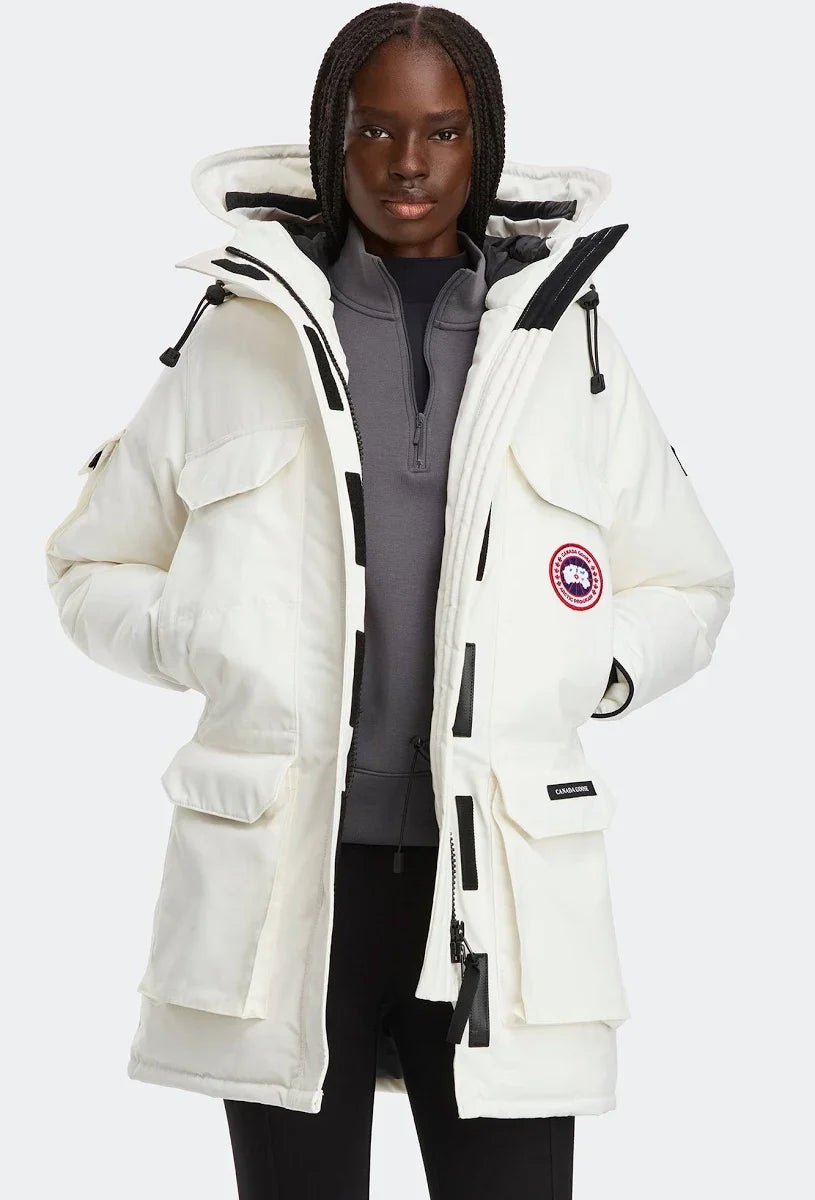 Canada Goose Unisex Mid-Length Puffer Jacket – White