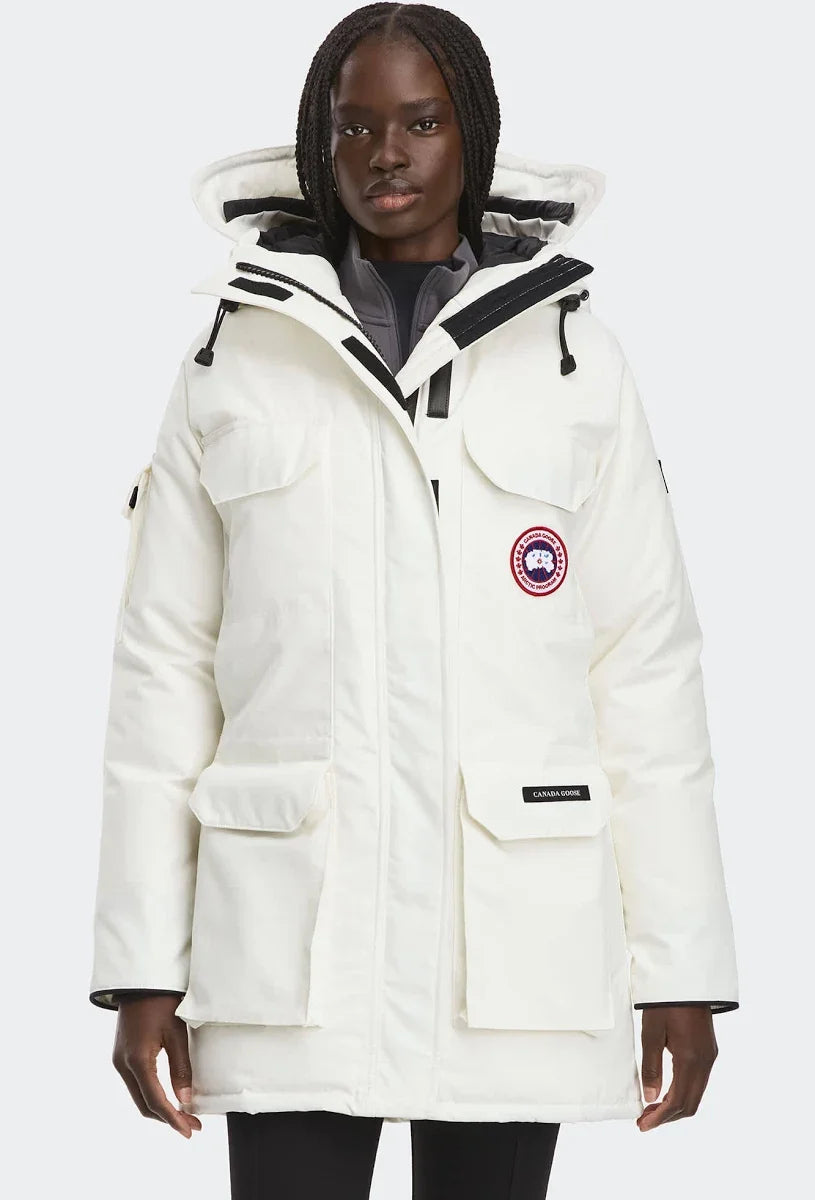Canada Goose Unisex Mid-Length Puffer Jacket – White